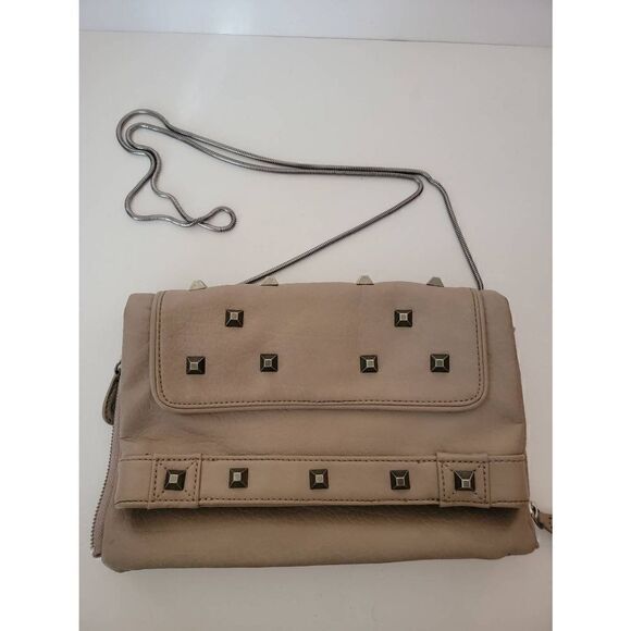 Bcbg generations studded tan clutch with shoulder strap - Picture 1 of 10